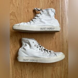 Saint Laurent Off-White High-Top Sneakers